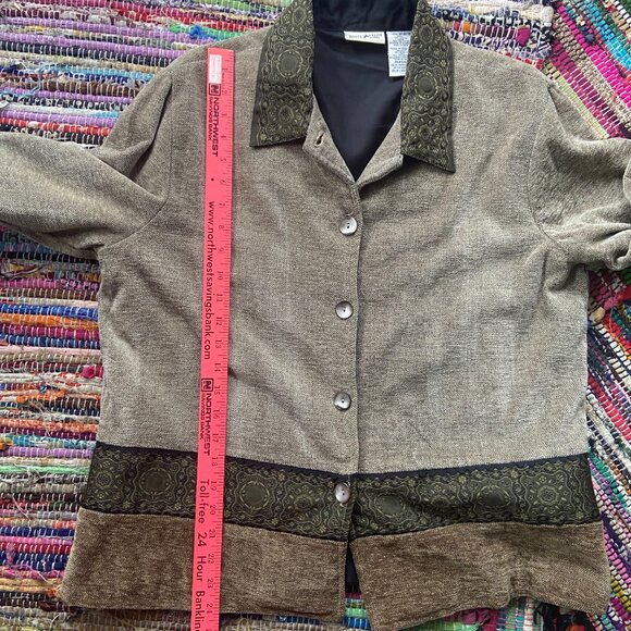 Vintage White Stag Button Up Patchwork Jacket. Brocade, opalescent buttons Med - Picture 8 of 9